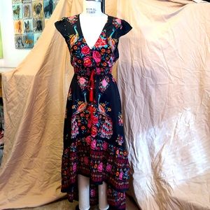 Peacock print flowy over dress Medium